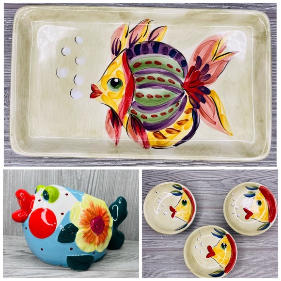Under the Sea bu table tops unlimited bundle , planter , small bowls & plate - Picture 1 of 15